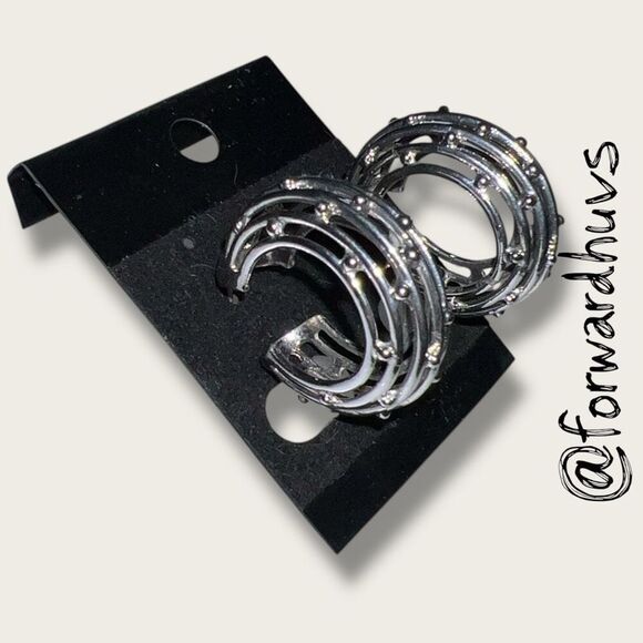 Bundle Sale 3 for $15 | Brutalist Style Silver Tone Wire Earrings - Picture 4 of 9